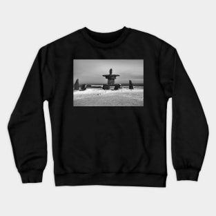 Inuit Inukshuk on Hudson Bay in Black & White Crewneck Sweatshirt